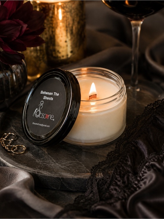 Obscene Other - Obscene “Between The Sheets” Naughty Wooden Wick 3.5 oz Sensual Jar Candle